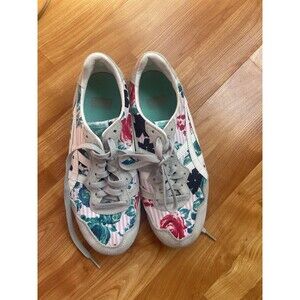 Onitsuka Tiger Serrano Womens Shoes Size 6.5 Blue Floral Retro Athletic Sneakers